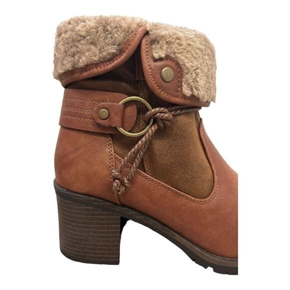 GC Shoes Doja Cognac Faux Fur Booties Shoes Size 8.5 M Women’s Good Choice NEW - Picture 10 of 13